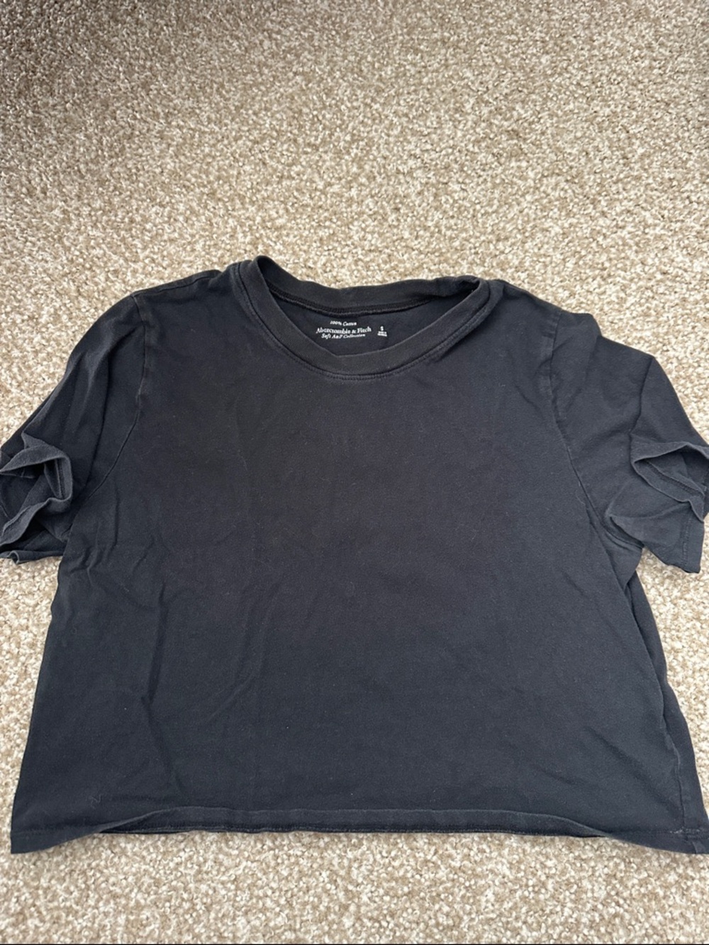 Abercrombie Black Cropped Crew Neck Tee 100% cotton